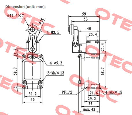 ATO-HTLS-ARL /High Temperature Limit Switch with Adjustable Roller Lever, 350°C Moeller (Eaton)