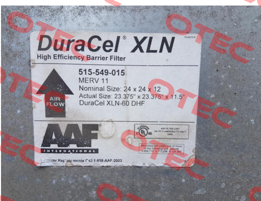 DuraCel XLN-60 DHF REPLACED BY DuraCel XL60N (M516-101-001)  AAF