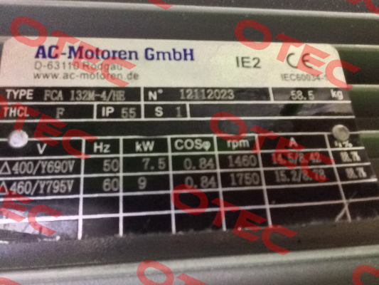 Type FCA 132 M-4/HE  AC Motoren
