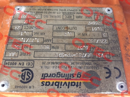 MVSI 06/780-MP-S9O obsolete,replaced by  MVSI 06/780-MP-S08  Italvibras
