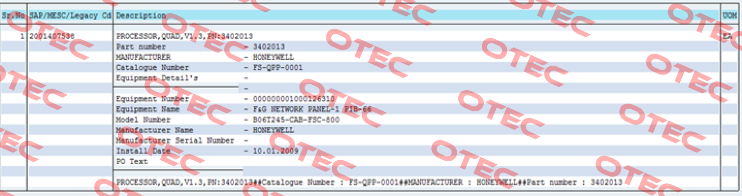 FS-QPP-0001  Honeywell