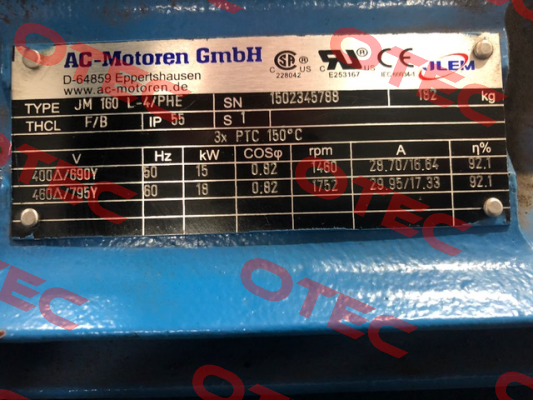 JM 160 L-4/PHE REPLACED BY ACM160L4/PHE AC Motoren