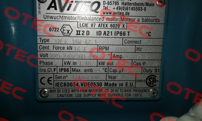 UVF16W-A2.1 220-240/380-415V 50HZ Aviteq