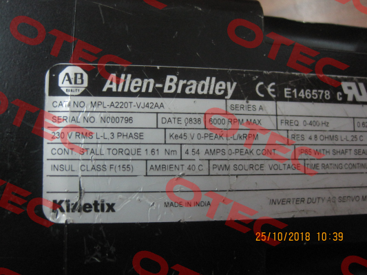 MPL-A220T-VJ42AA ( used item )  Allen Bradley (Rockwell)