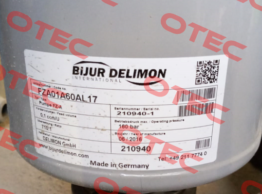 FZA01B60AL17 Bijur Delimon