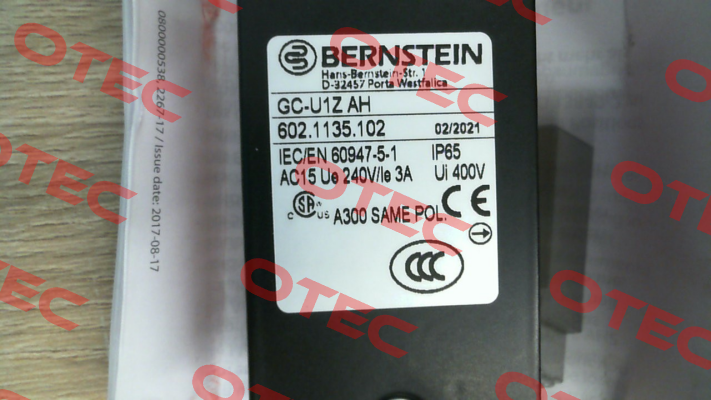 P/N: 6021135102 Type: GC-U1Z AH                    B Bernstein
