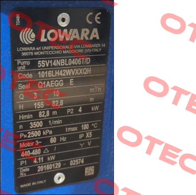 5SV14NBL0406T/D Lowara