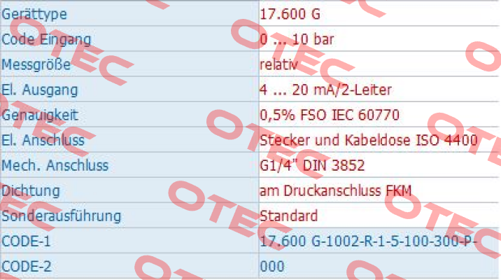 Code: 17.600 G-1002-R-1-5-100-300-P-000  Bd Sensors